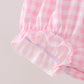 Pink Football Smocked Gingham Bubble