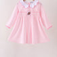 Pink Football Smocked Gingham Dress