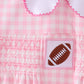 Pink Football Smocked Gingham Dress