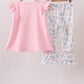 Pink Piggy Applique Ruffle Pants Set