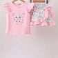 Pink Piggy Applique Ruffle Skorts Set