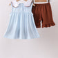Blue Stripe Football French Knot Ruffle Shorts Set