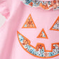 Pink Jack-O-Lantern Applique Ruffle Bubble