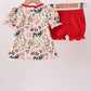 Maroon Farmland Ruffle Bloomer Set