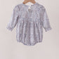 Navy Floral Bow Smocked Bubble