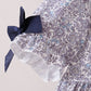 Navy Floral Bow Smocked Dress