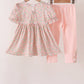 Floral Smocked Lace Pants Set