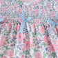 Blue Floral Smocked Ruffle Bloomer Set