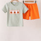 Green Pumpkin Smocked Shorts Set