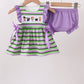 Purple witch embroidery stripe ruffle bloomer set