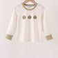 Khaki Pumpkin Embroidery Stripe Top