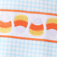 Blue Gingham Candy Corn Embroidery Bubble