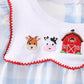 Blue Farm Embroidery Gingham Romper