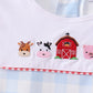 Blue Farm Embroidery Gingham Pants Set