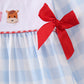 Blue Farm Embroidery Ruffle Gingham Dress