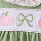 Sage Pumpkin Bow Embroidery Bloomer Set
