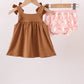 Brown Pumpkin Smocked Lace Bloomer Set