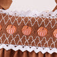 Brown Pumpkin Smocked Lace Bloomer Set