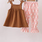 Brown Pumpkin Smocked Lace Set
