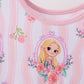 Pink princess floral stripe bamboo pants set