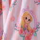 Pink princess floral stripe bamboo pants set