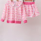 Pink Pumpkin Bow Lace Skorts Set