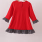 Red Georgia Embroidery Ruffle Dress