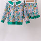 Green Floral Ruffle Shorts Set