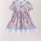 Blue rose floral ruffle dress