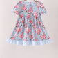 Blue rose floral ruffle dress