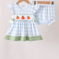 Blue Pumpkin Embroidery Gingham Bloomer set