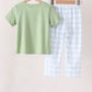 Blue Pumpkin Embroidery Gingham pants Set