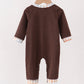 Brown deer applique romper
