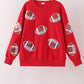 Red football sequin mom&me top