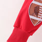 Red football sequin mom&me top