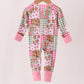 Pink Gingerbread Checkered Bamboo Romper