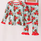 Red Floral Ruffle Bamboo Pajama Set