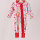 Red Santa Carousel Bamboo Romper