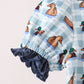 Blue mallard duck embroidery ruffle romper