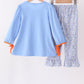 Blue pumpkin applique ruffle pants set