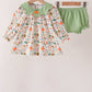 Fall pumpkin embroidery leaves bloomer set