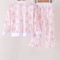 Pink bow floral print mom&me pants set