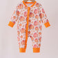 Orange Pumpkin Print Ruffle Romper