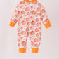 Orange Pumpkin Print Romper