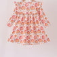 Orange Pumpkin Print Ruffle Dress