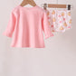 Pink pumpkin bow embroidery ruffle bloomer set