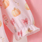 Pink pumpkin bow embroidery ruffle pants set