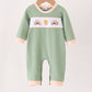 Green farm embroidery romper