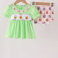 Green Jack-O-Lantern embroidery ruffle bloomer set