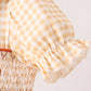 Vintage pumpkin smocked ruffle bubble